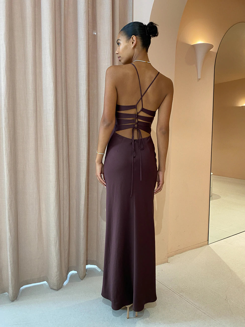 Time to Shine Slip Dress (Truffle) - First Date Rentals