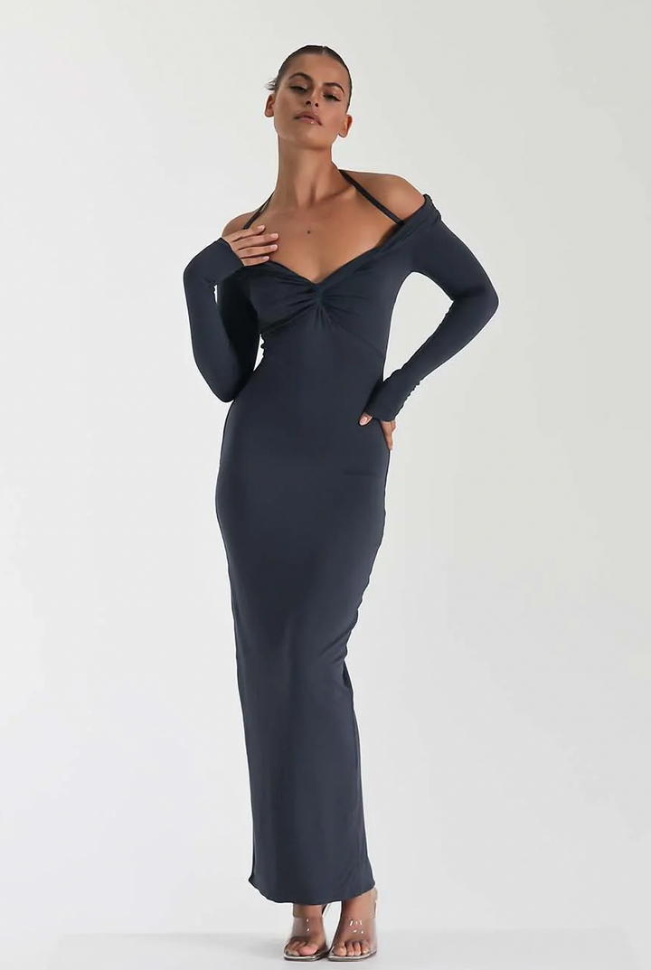 Charmaine Dress (Slate) - First Date Rentals
