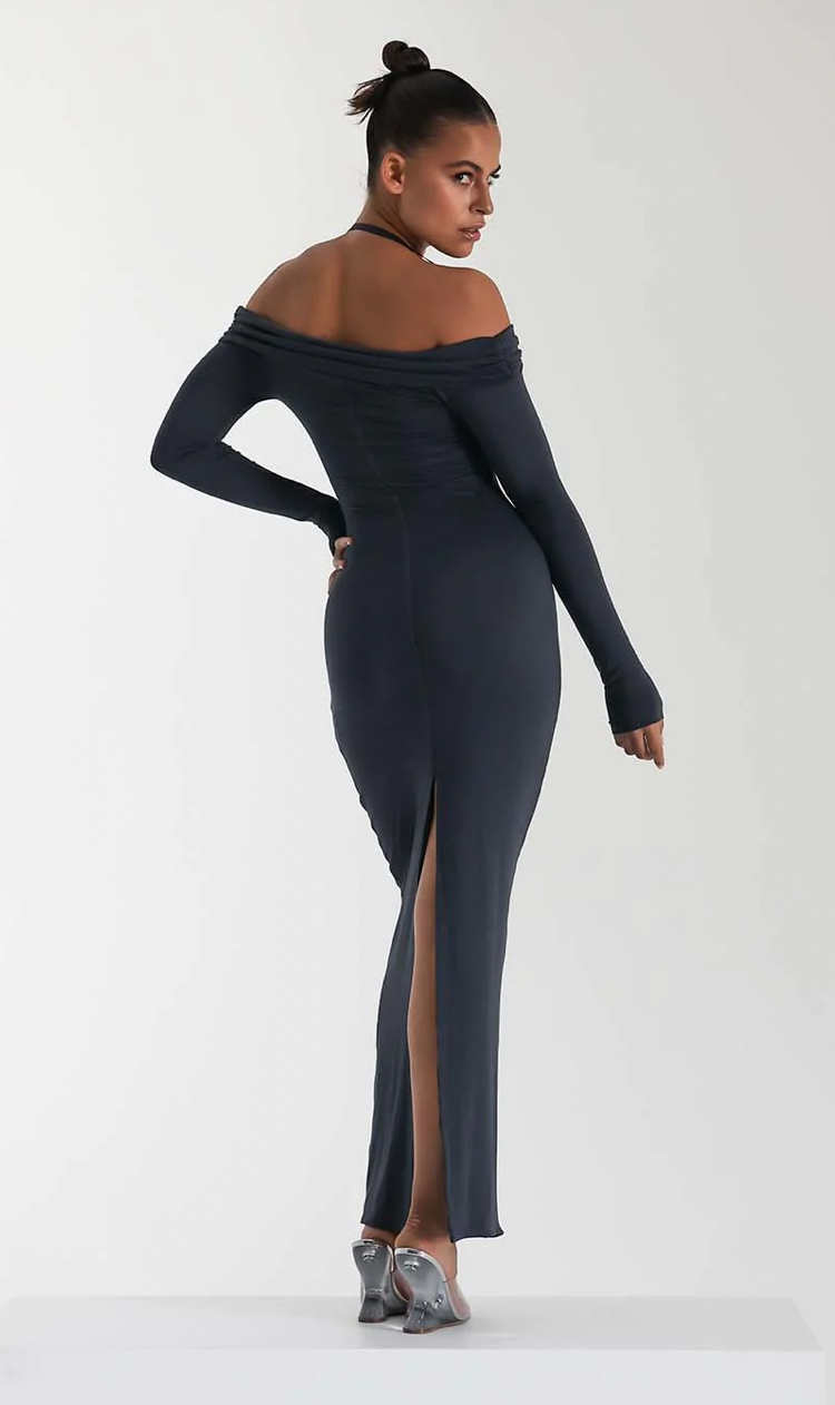 Charmaine Dress (Slate) - First Date Rentals