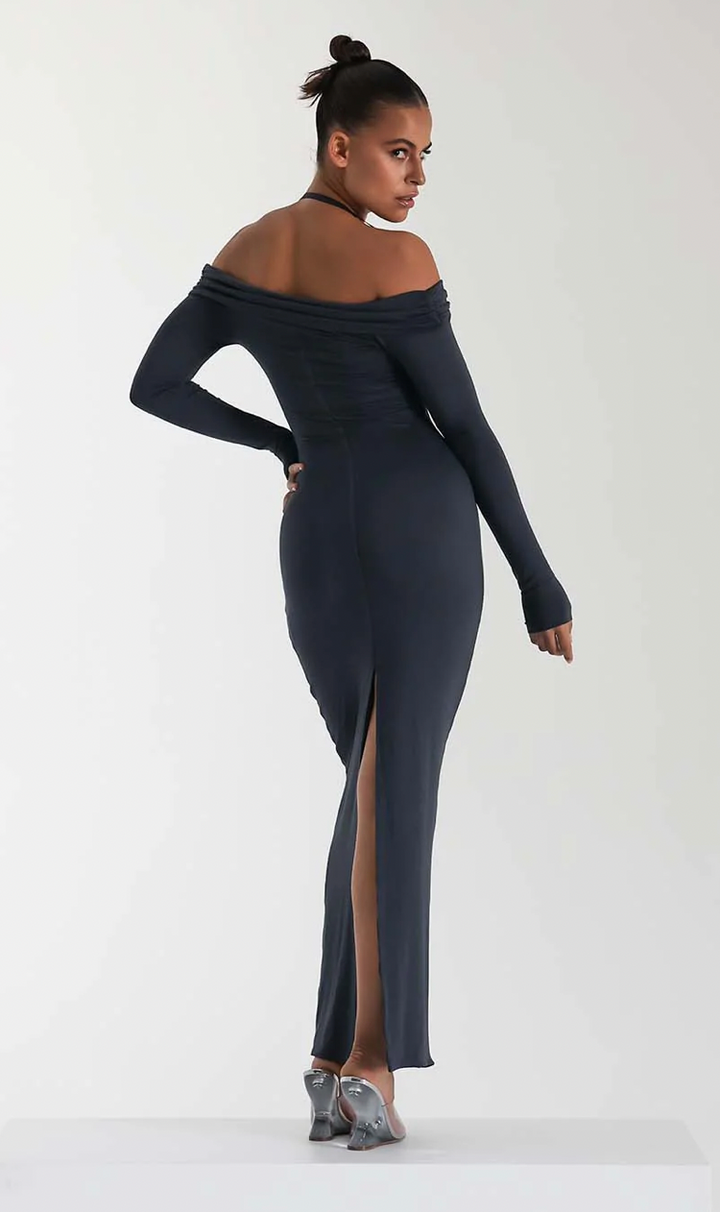 Charmaine Dress (Slate) - First Date Rentals