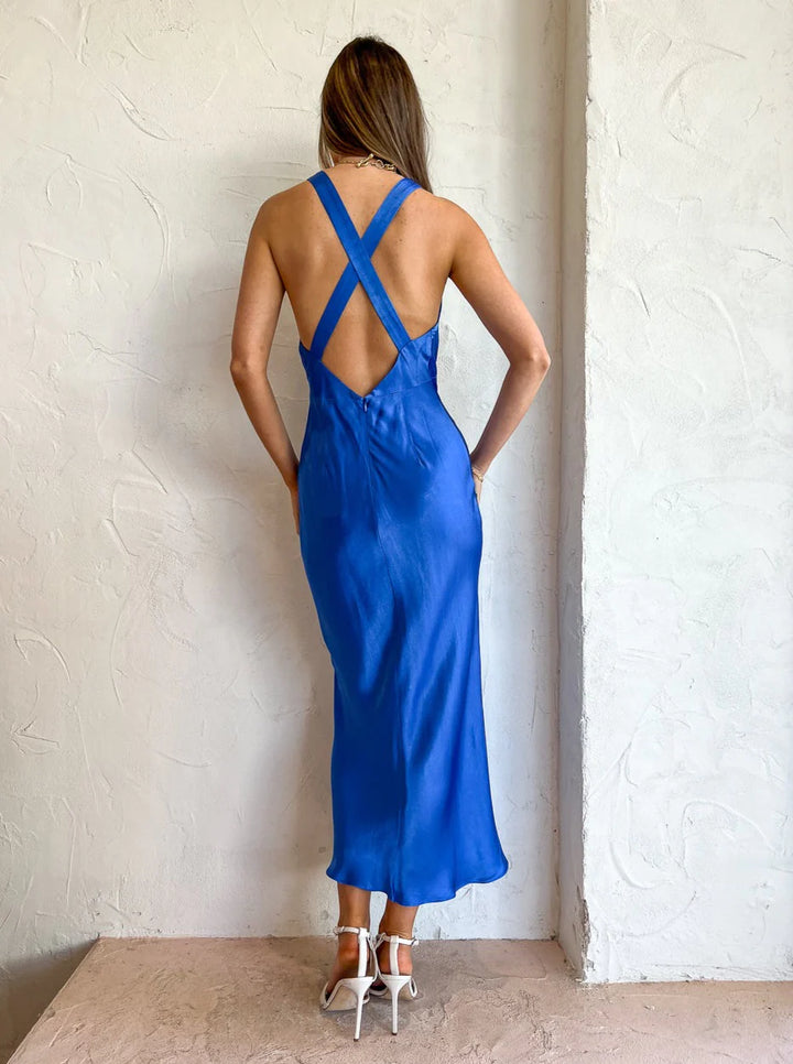 OLIVIERA PLUNGE CROSS BACK MIDI - First Date Rentals