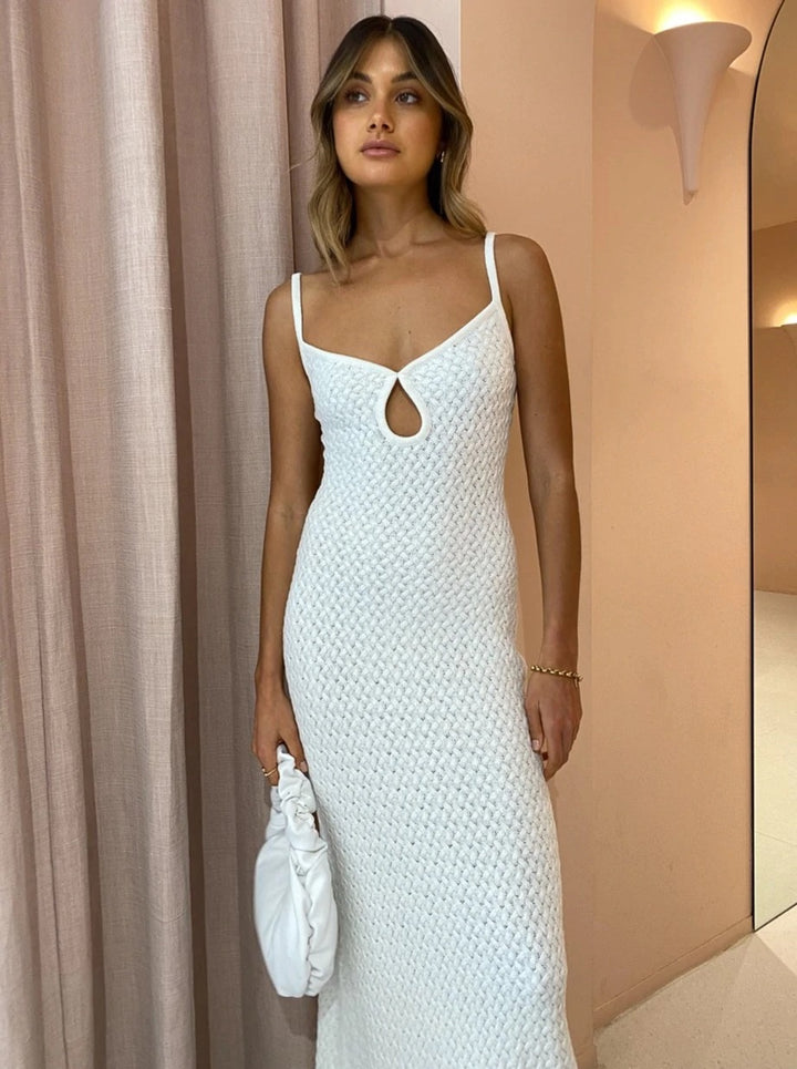 Effie Knit Key Maxi (Ivory) - First Date Rentals
