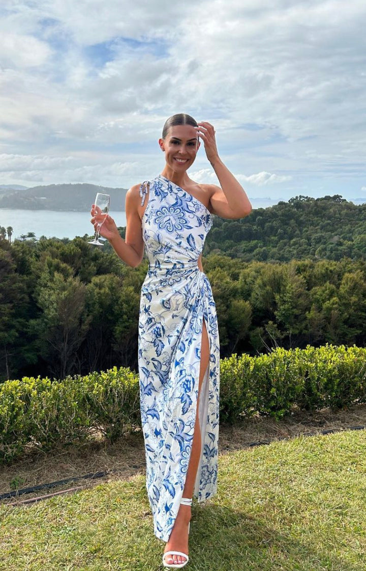 NOUR BLUE PAISLEY MAXI DRESS - First Date Rentals