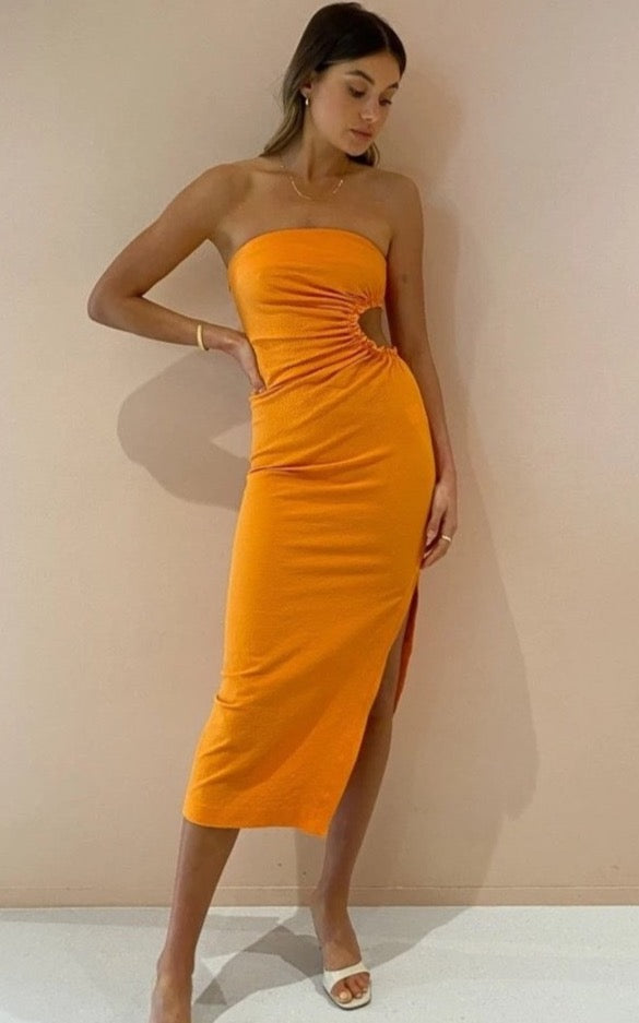 Selena Strapless Midi (Nectarine) - First Date Rentals
