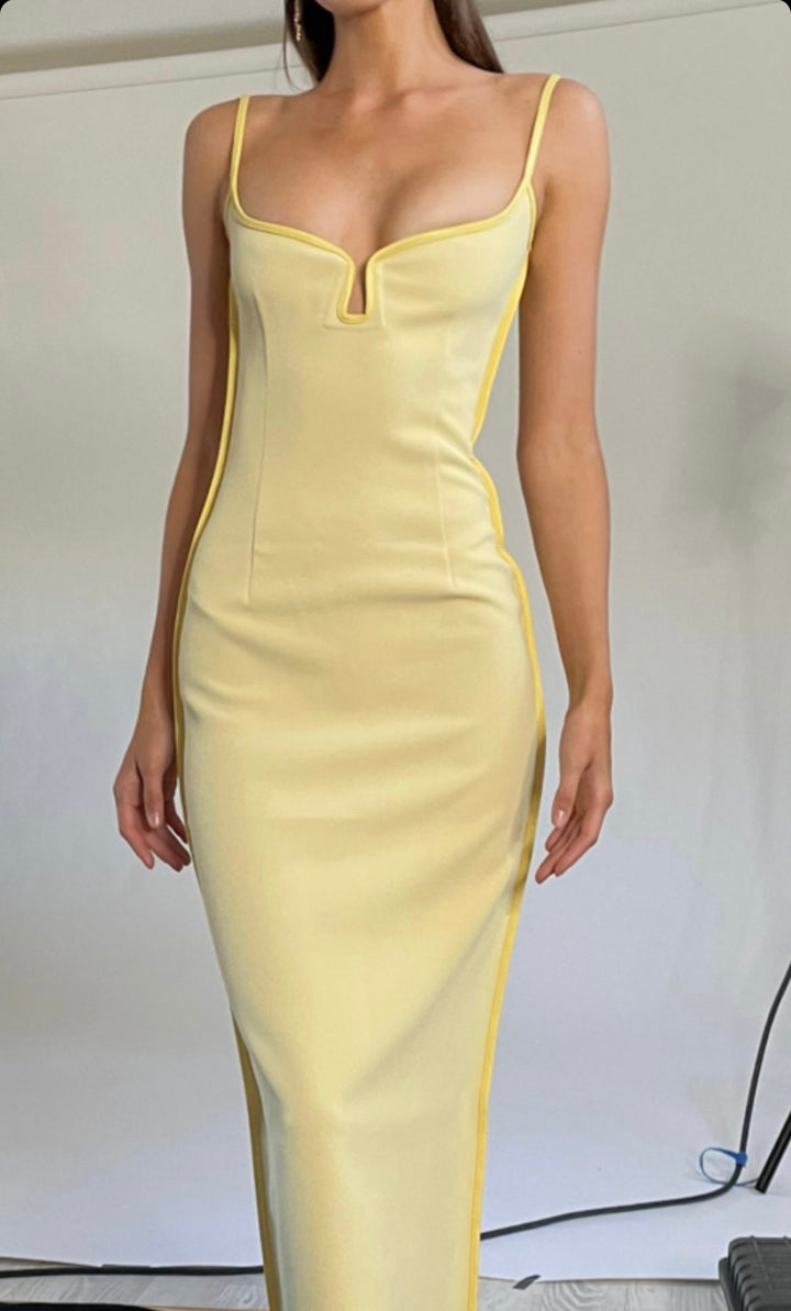 Marlo Dress (Daffy Yellow) - First Date Rentals