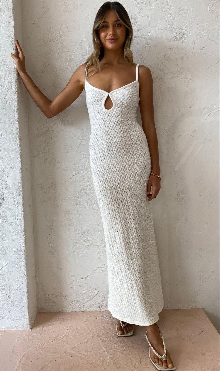 Effie Knit Key Maxi (Ivory) - First Date Rentals Effie Knit Key Maxi (Ivory) - First Date Rentals