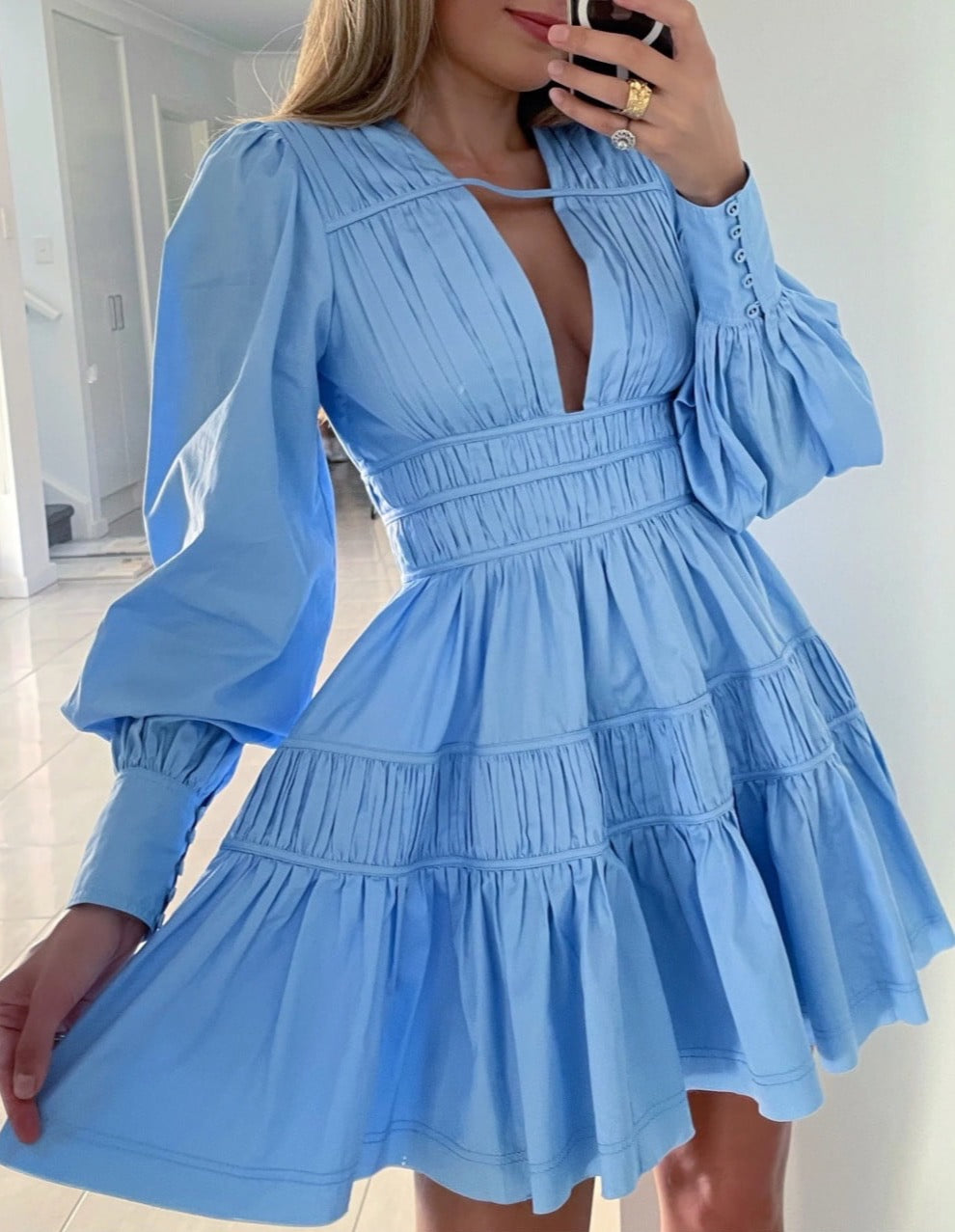 Fallingwater Gather Mini Dress - First Date Rentals